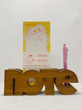 Vintage Wooden Carved Wooden Note Card & Pen Holder Made in Canada